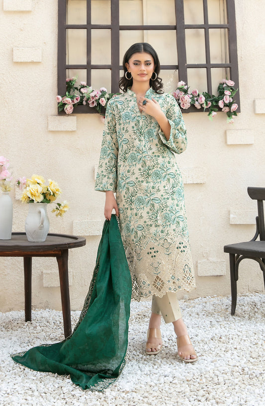 Shehrnaaz by Tawakkal Fabrics Embroidered Lawn Unstitched 3 Piece Suit - D-2955 - TF26SHR - Green - Summer Collection