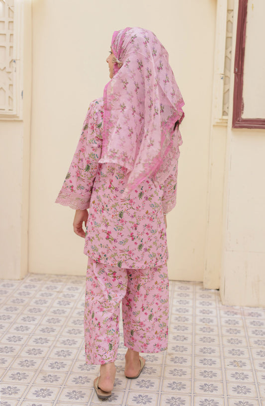 Shifa by Suntex Embroidered Lawn Stitched 3 Piece Suit - SH-2563K - SF25SFE - Pink - Girls Summer Collection