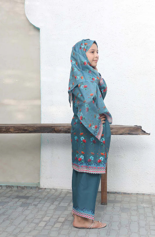 Shifa by Suntex Printed Cotton Cambric Stitched 3 Piece Suit - SH-2570 - SF25MSM - Capri - Mid Summer Collection