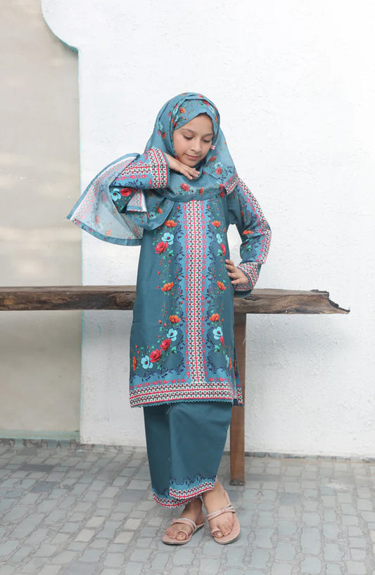 Shifa by Suntex Printed Cotton Cambric Stitched 3 Piece Suit - SH-2570 - SF25MSM - Capri - Mid Summer Collection