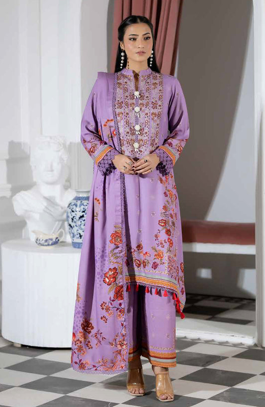 Silsila by Johra Printed & Embroidered Peach Leather Unstitched 3 Piece Suit - JH-620 - JH25SILS - Purple - Winter Collection