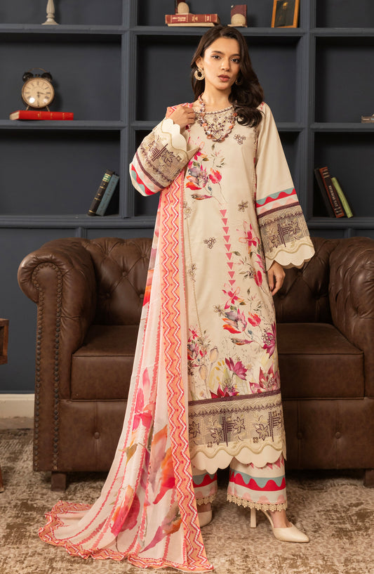 Siran by Sanam Saeed Embroidered Lawn Unstitched 3 Piece Suit - D-10 - SS26SRN - Pink - Summer Collection