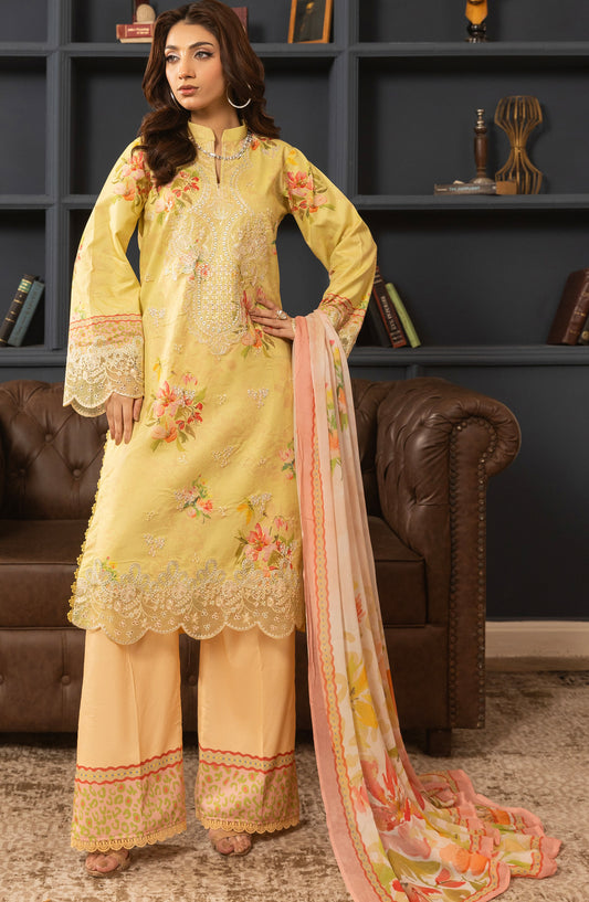 Siran by Sanam Saeed Embroidered Lawn Unstitched 3 Piece Suit - D-09 - SS26SRN - Yellow - Summer Collection