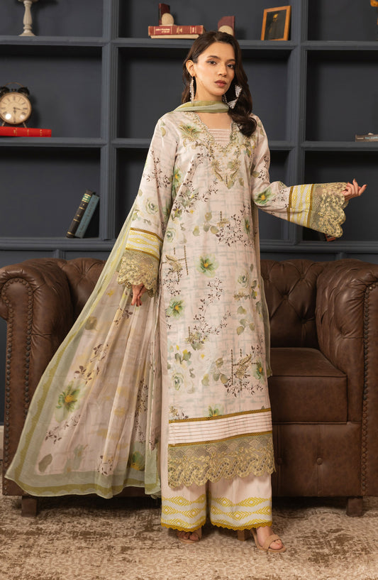 Siran by Sanam Saeed Embroidered Lawn Unstitched 3 Piece Suit - D-08 - SS26SRN - Green - Summer Collection