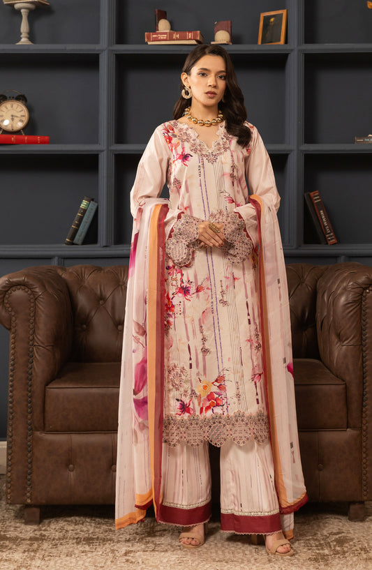 Siran by Sanam Saeed Embroidered Lawn Unstitched 3 Piece Suit - D-07 - SS26SRN - Pink - Summer Collection