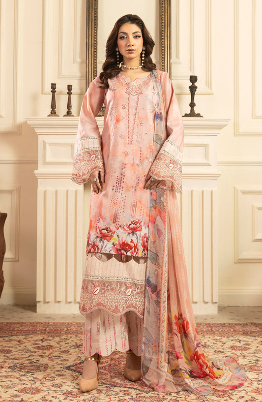 Siran by Sanam Saeed Embroidered Lawn Unstitched 3 Piece Suit - D-01 - SS26SRN - Pink - Summer Collection