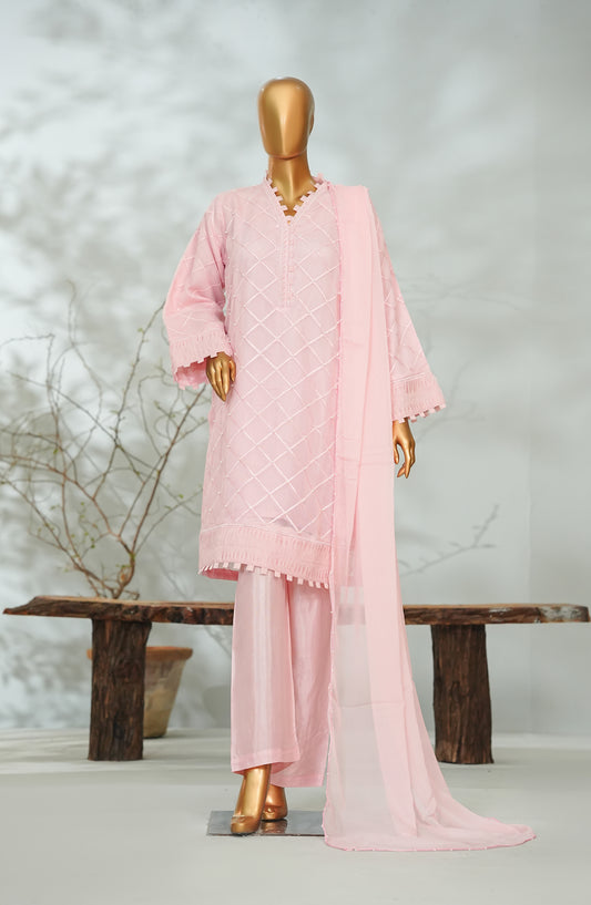 Sitara Boutique by Amna Khadija Printed Khadi Net Stitched 3 Piece Suit - AKSB-07 - AM26KSB - Pink - Festive Collection
