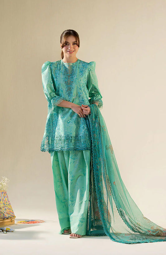 Sobia Nazir Vital Embroidered Lawn Unstitched 3 Piece Suit - 4B - SBN26VT - Green - Summer Collection