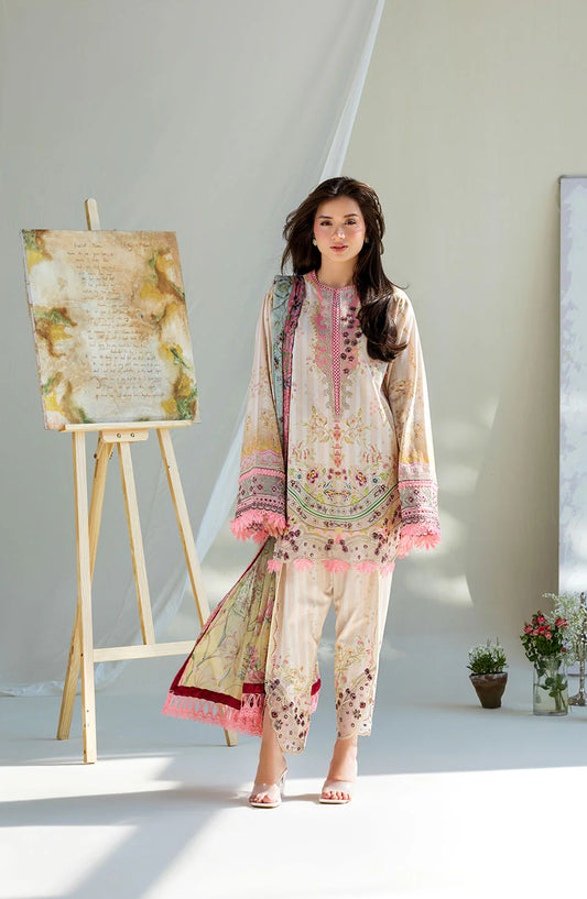 Sobia Nazir Vital Embroidered Lawn Unstitched 3 Piece Suit - 2A - SBN26VT - Fawn - Summer Collection