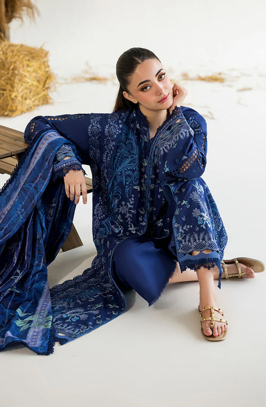 Sobia Nazir Embroidered Khaddar Unstitched 3 Piece Suit - Design-7A - SN25WN - Blue - Winter Collection