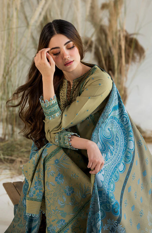 Sobia Nazir Embroidered Khaddar Unstitched 3 Piece Suit - Design-6B - SN25WN - Green - Winter Collection