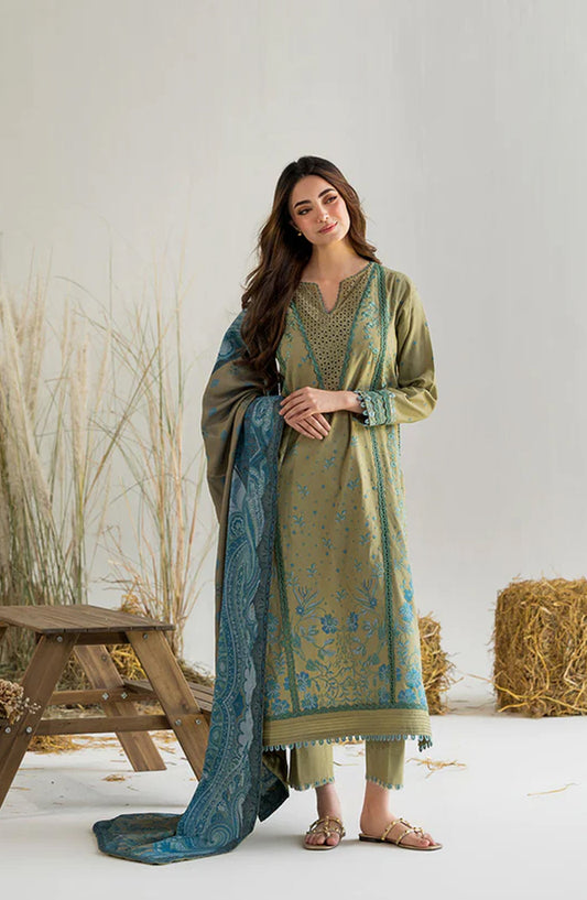 Sobia Nazir Embroidered Khaddar Unstitched 3 Piece Suit - Design-6B - SN25WN - Green - Winter Collection