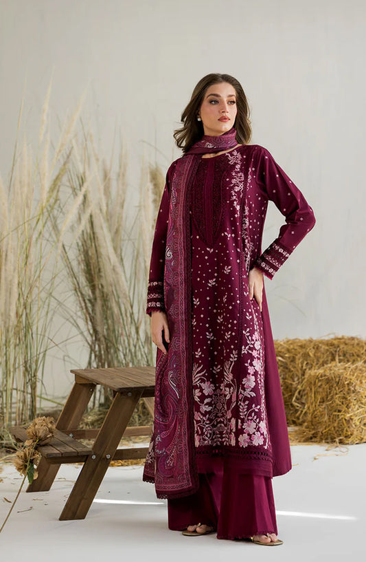 Sobia Nazir Embroidered Khaddar Unstitched 3 Piece Suit - Design-6A - SN25WN - Purple - Winter Collection