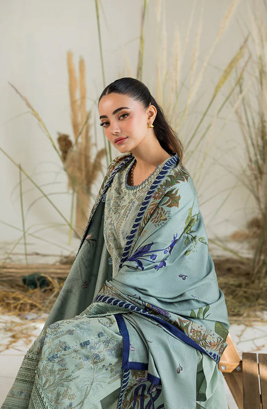 Sobia Nazir Embroidered Khaddar Unstitched 3 Piece Suit - Design-5B - SN25WN - Green - Winter Collection
