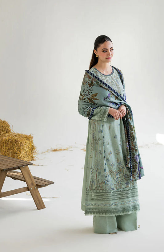 Sobia Nazir Embroidered Khaddar Unstitched 3 Piece Suit - Design-5B - SN25WN - Green - Winter Collection