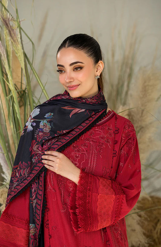 Sobia Nazir Embroidered Khaddar Unstitched 3 Piece Suit - Design-5A - SN25WN - Red - Winter Collection