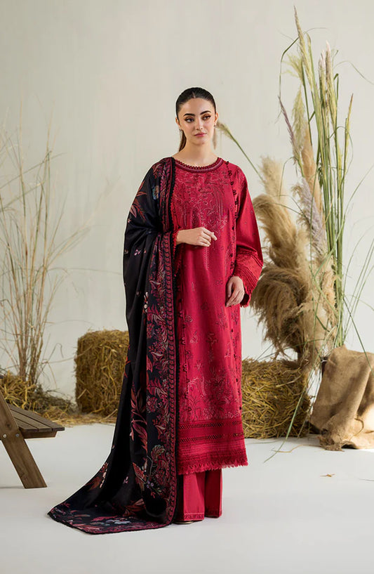 Sobia Nazir Embroidered Khaddar Unstitched 3 Piece Suit - Design-5A - SN25WN - Red - Winter Collection