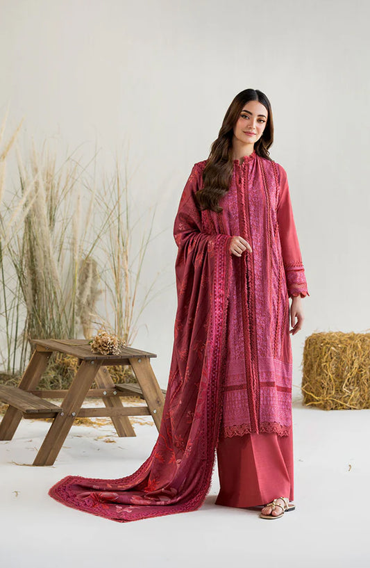 Sobia Nazir Embroidered Karandi Unstitched 3 Piece Suit - Design-4B - SN25WN - Pink - Winter Collection
