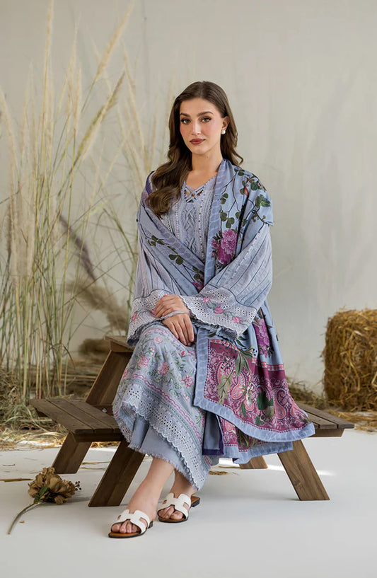 Sobia Nazir Embroidered Karandi Unstitched 3 Piece Suit - Design-3B - SN25WN - Ice Blue - Winter Collection