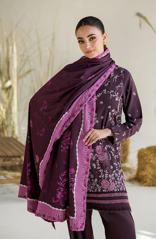 Sobia Nazir Embroidered Karandi Unstitched 3 Piece Suit - Design-2B - SN25WN - Purple - Winter Collection