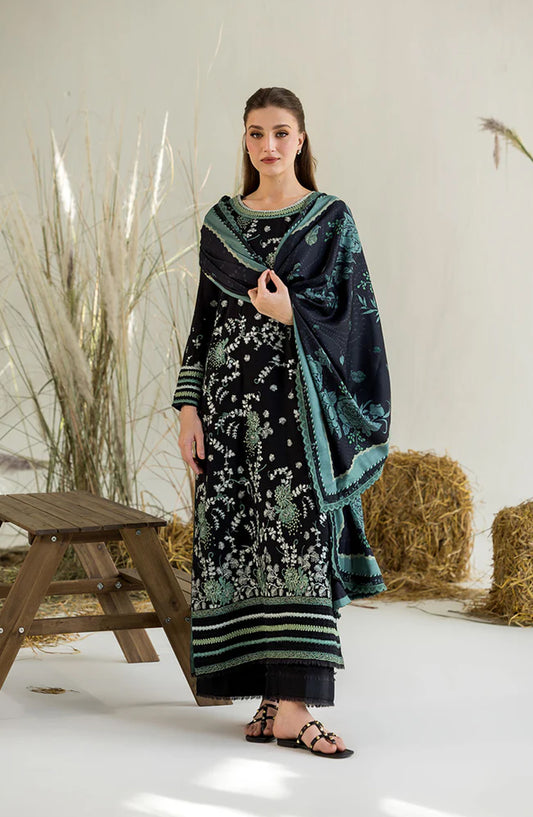 Sobia Nazir Embroidered Karandi Unstitched 3 Piece Suit - Design-2A - SN25WN - Black - Winter Collection