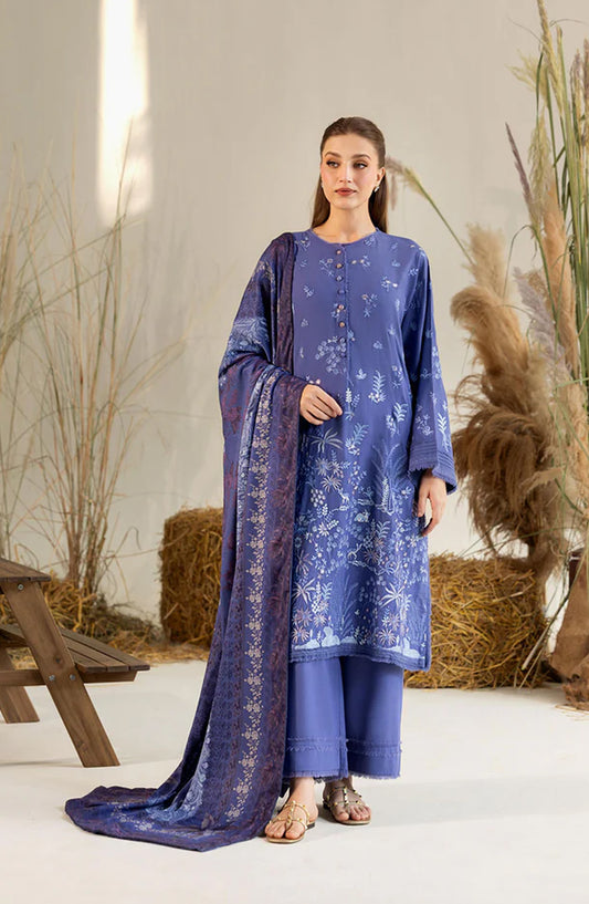 Sobia Nazir Embroidered Karandi Unstitched 3 Piece Suit - Design-1B - SN25WN - Blue - Winter Collection