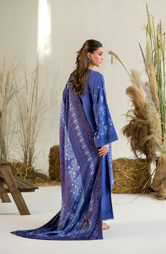 Sobia Nazir Embroidered Karandi Unstitched 3 Piece Suit - Design-1B - SN25WN - Blue - Winter Collection