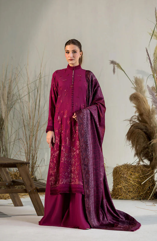 Sobia Nazir Embroidered Karandi Unstitched 3 Piece Suit - Design-1A - SN25WN - Pink - Winter Collection