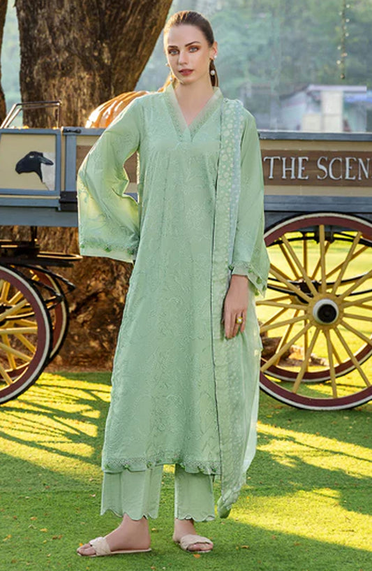 Sole by Sanam Saeed Embroidered Lawn Unstitched 3 Piece Suit - 07 ELAN - SS26MCE - Green - Summer Collection