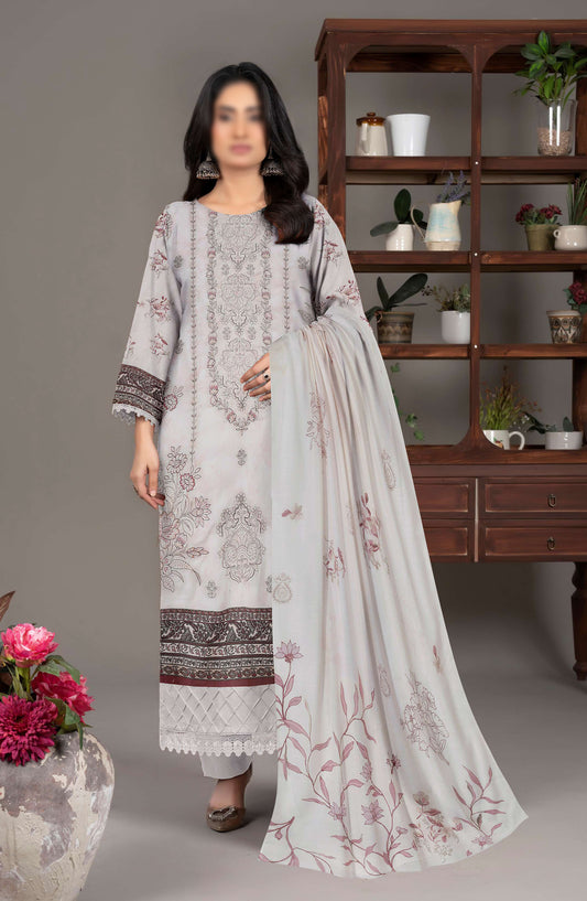 Spehora by Al Karim Embroidered Lawn Unstitched 3 Piece Suit - D-09 - AK26SPR - Grey - Summer Collection