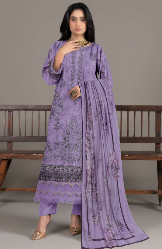 Spehora by Al Karim Embroidered Lawn Unstitched 3 Piece Suit - D-03 - AK26SPR - Purple - Summer Collection