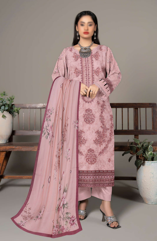 Spehora by Al Karim Embroidered Lawn Unstitched 3 Piece Suit - D-01 - AK26SPR - Pink - Summer Collection
