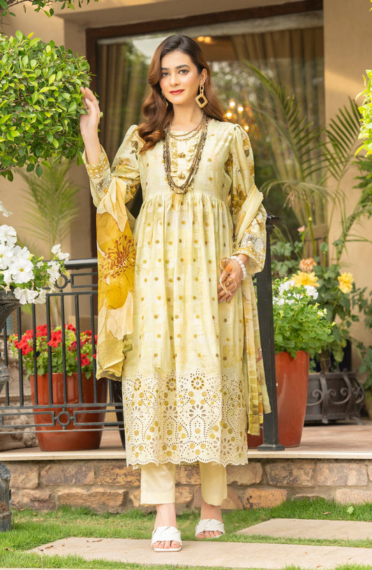 Star Light by Aalaya Embroidered Lawn Unstitched 3 Piece Suit - D-08 - ALY26STR - Yellow - Summer Collection