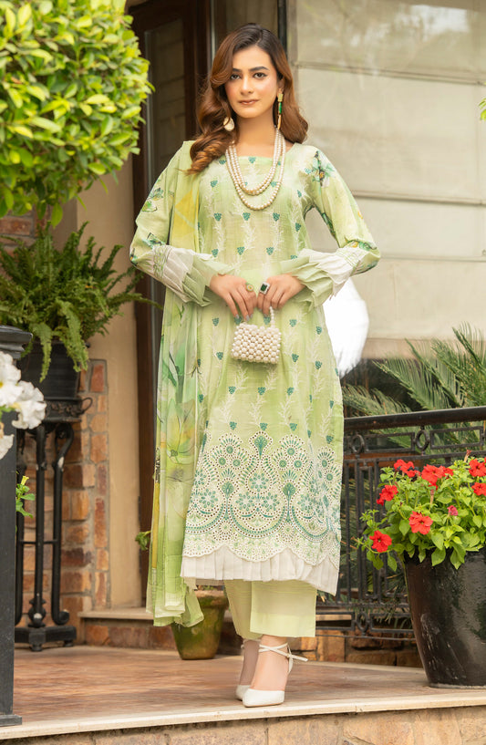 Star Light by Aalaya Embroidered Lawn Unstitched 3 Piece Suit - D-06 - ALY26STR - Green - Summer Collection