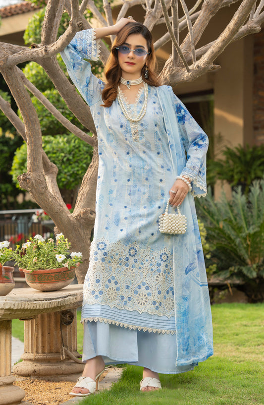 Star Light by Aalaya Embroidered Lawn Unstitched 3 Piece Suit - D-04 - ALY26STR - Blue - Summer Collection