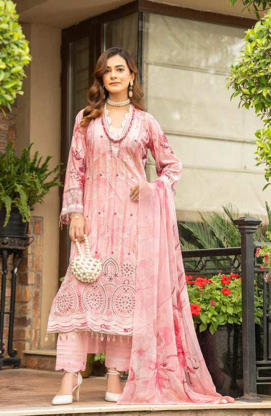 Star Light by Aalaya Embroidered Lawn Unstitched 3 Piece Suit - D-01 - ALY26STR - Pink - Summer Collection