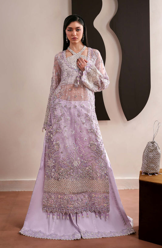 Starlit Jewels by Emaan Adeel Embroidered Organza Unstitched 3 Piece Suit - 01 Lapis - ED26STJ - Purple - Festive Collection