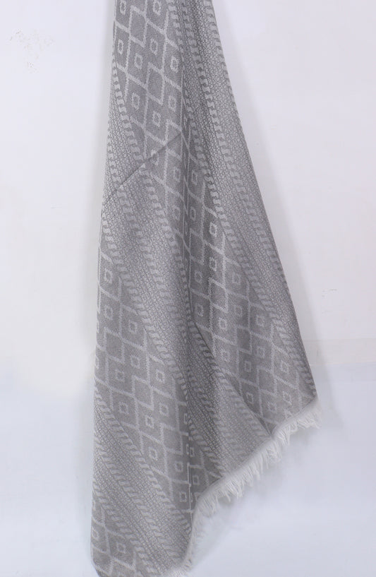 Amna Khadija Premium Twill Jacquard Stole Design-12 - AM25OLT - Grey - Summer Collection