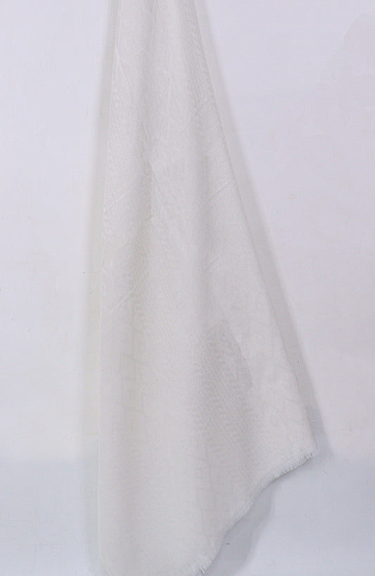 Amna Khadija Premium Twill Jacquard Stole Design-15 - AM25OLT - White - Summer Collection
