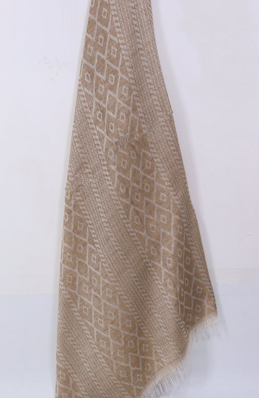 Amna Khadija Premium Twill Jacquard Stole Design-20 - AM25OLT - Brown - Summer Collection