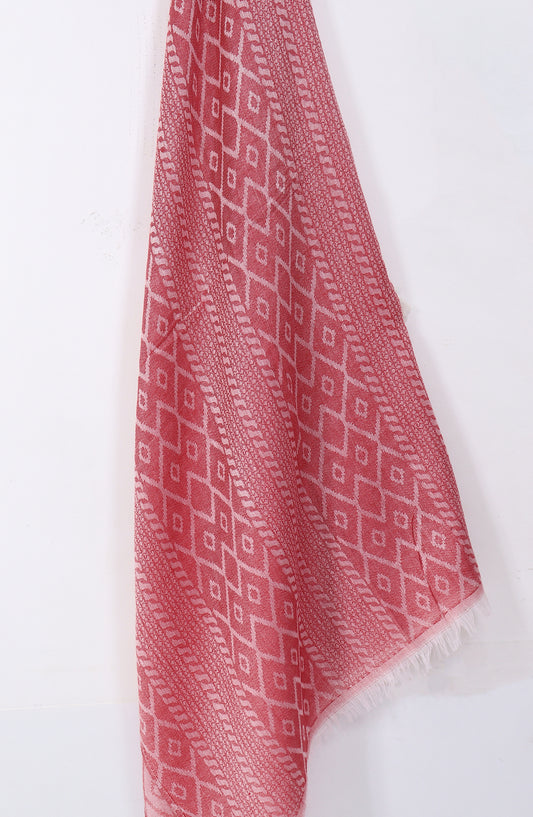 Amna Khadija Premium Twill Jacquard Stole Design-22 - AM25OLT - Red - Summer Collection
