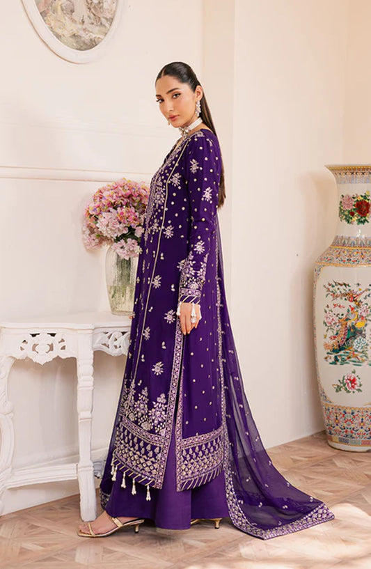 Suave by Emaan Adeel Embroidered Chiffon Unstitched 3 Piece Suit - CALAIS - ED25SVF - Purple - Festive Collection