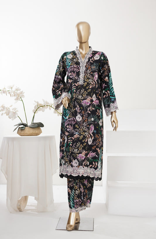 Summer Essentials by Amna Khadija Embroidered Lawn Stitched 2 Piece Suit - AKSE-08 - AM26SRESN - Black - Summer Collection