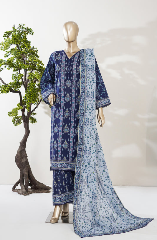 Summer Lines by Amna Khadija Printed Lawn Stitched 3 Piece Suit - AKSL-06 - AM26SMLN - Blue - Summer Collection