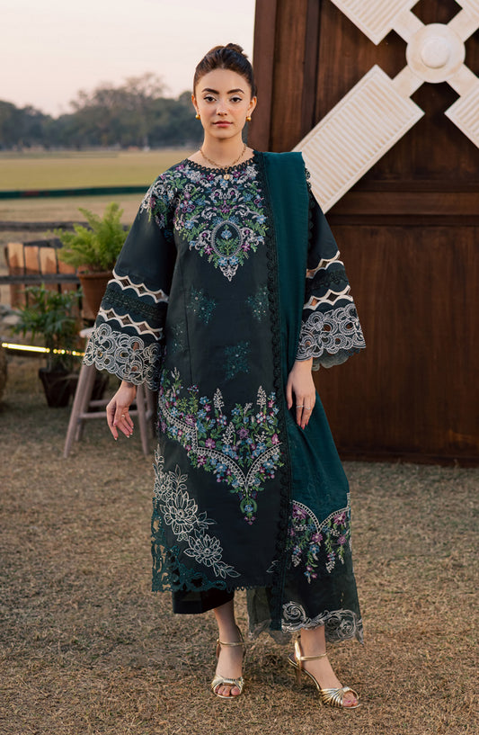 Summer Queen by Parishay Embroidered Lawn Unstitched 3 Piece Suit - SQU-16 - PS26SMQ - Teal - Summer Collection