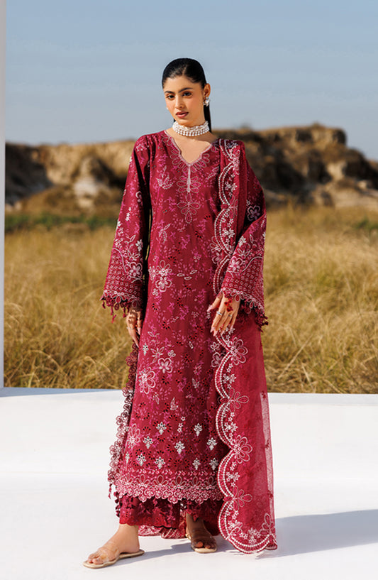 Sunlit Groove by Emaan Adeel Embroidered Lawn Unstitched 3 Piece Suit - RADIANT ROSE - ED26SNG - Red - Summer Collection