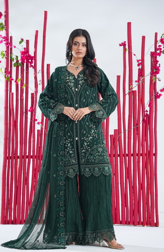 Surkh-Roo by Guzel Embroidered Luxury Chiffon Stitched 3 Piece Suit - Elgah - GUZ26SRK - Blue - Festive Collection