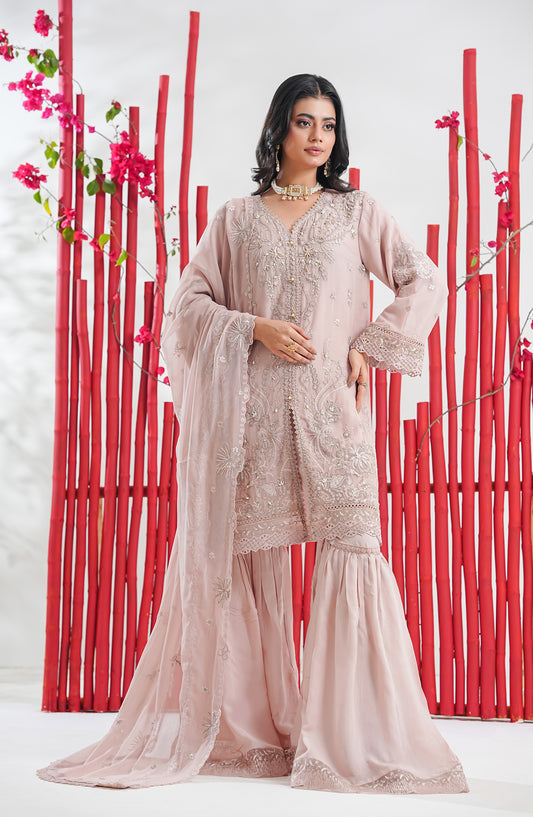 Surkh-Roo by Guzel Embroidered Luxury Chiffon Stitched 3 Piece Suit - Zehrab - GUZ26SRK - Pink - Festive Collection
