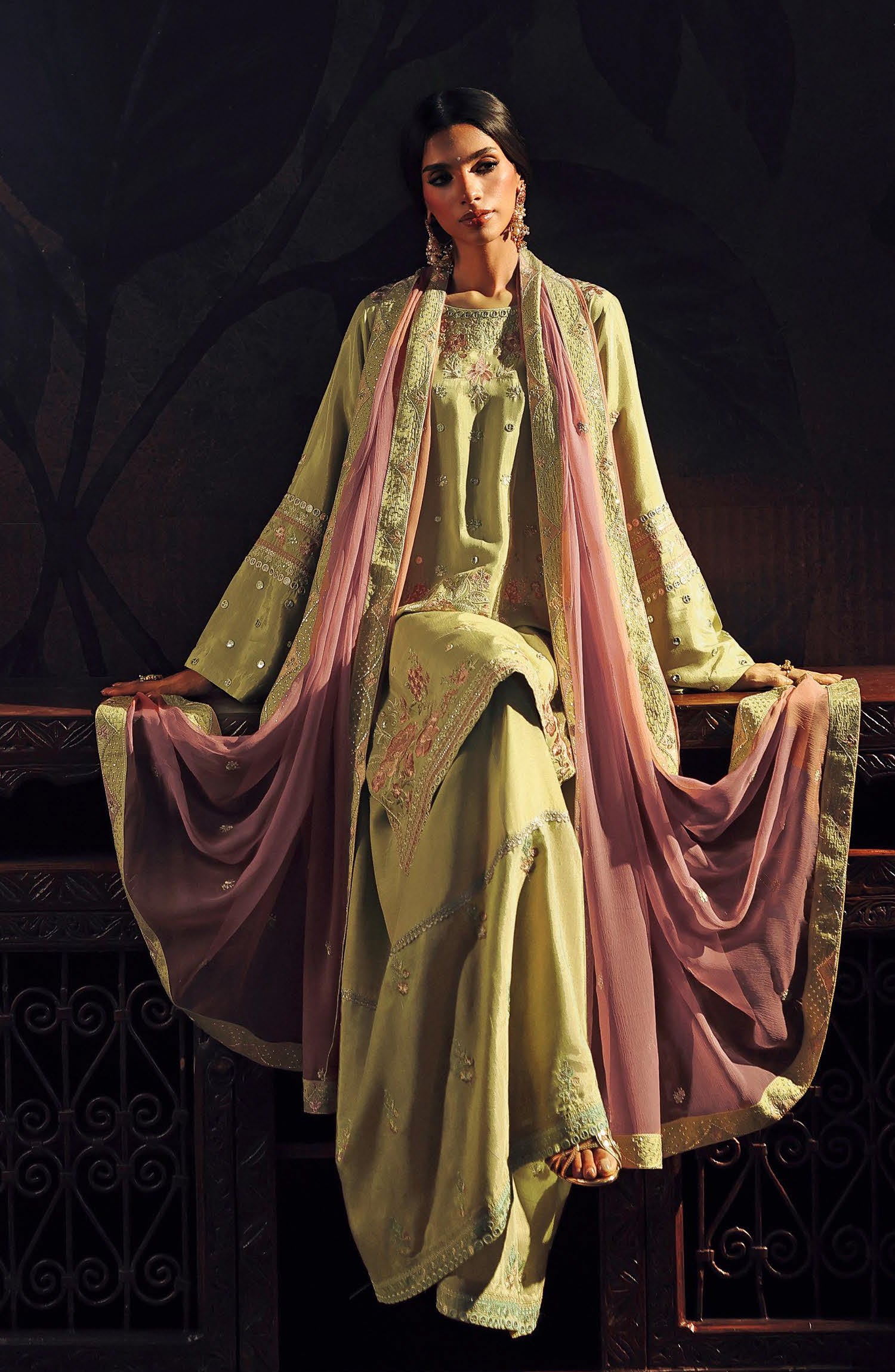 Suroor by Ramsha Luxury Embroidered Raw Silk Unstitched 3 Piece Suit - SR-105 Chambeli - RM26SR - Green - Formal Collection