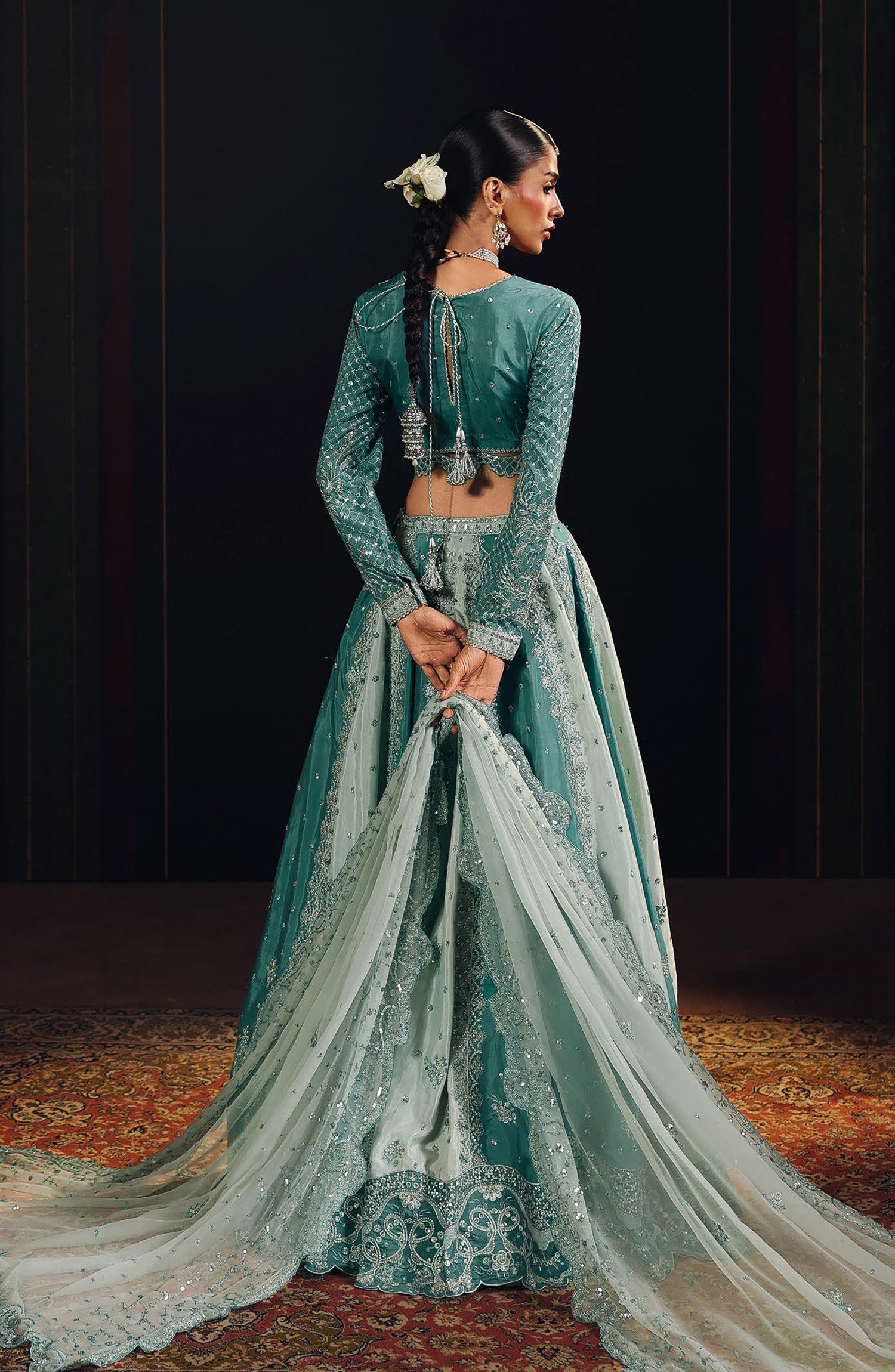 Suroor by Ramsha Luxury Embroidered Raw Silk Unstitched 3 Piece Suit - SR-107 Feroza - RM26SR - Sea Green - Formal Collection
